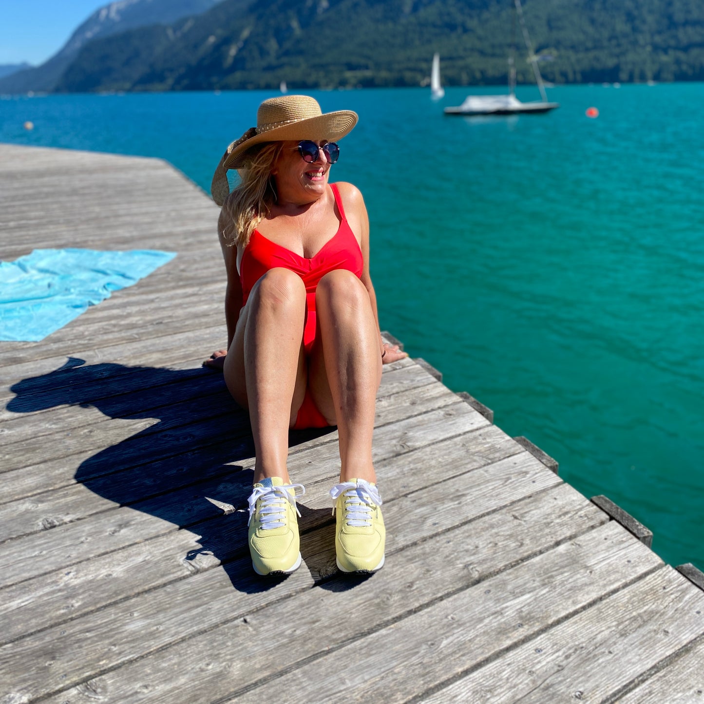 NADJA Damen Sneaker – Nappaleder, Weite H, Gelb