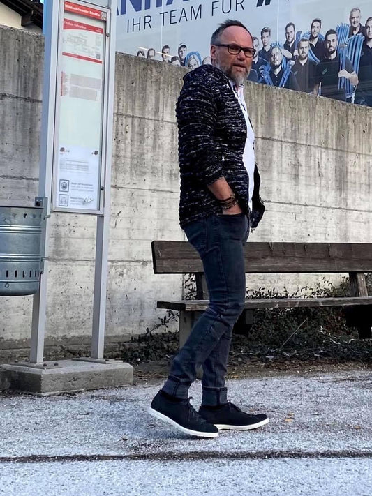 STEFANO Herren Schnürer – Veloursleder, Weite H, Blau