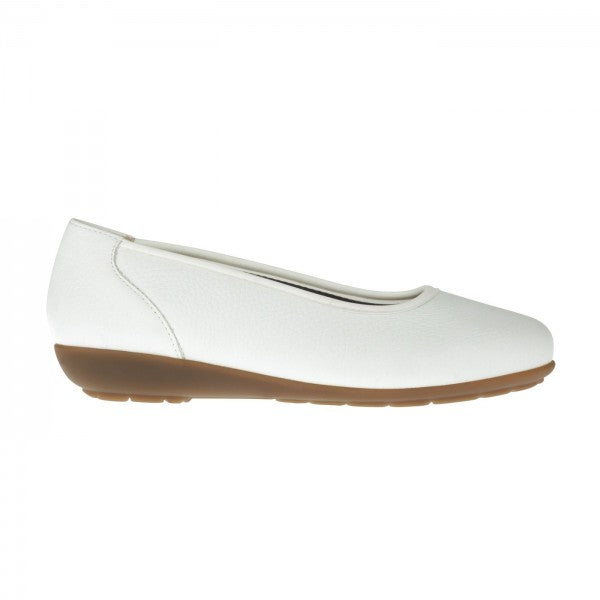 JOHANNA Damen Ballerina –  Hirschleder, Weite H, weich, Weiß
