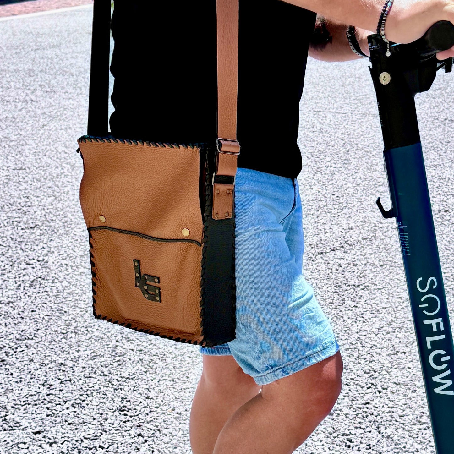 LEDERTASCHE aus echtem Hirschleder, braun