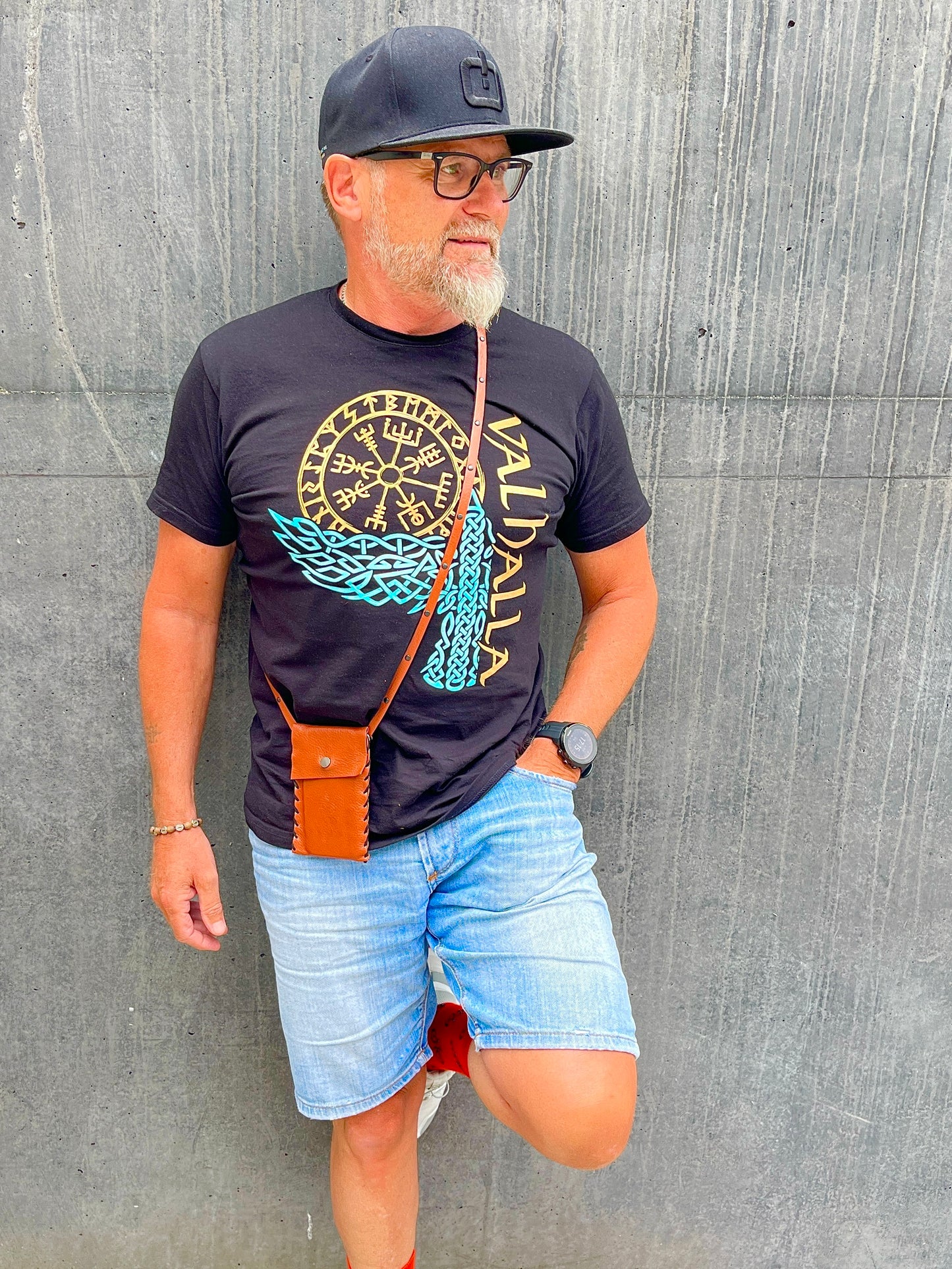 HANDY -Umhängetasche aus echtem Hirschleder, braun