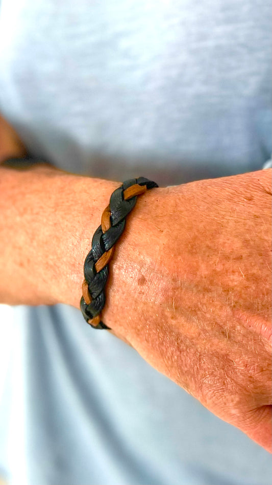 LEDERARMBAND geflochten aus Hirschleder, braun