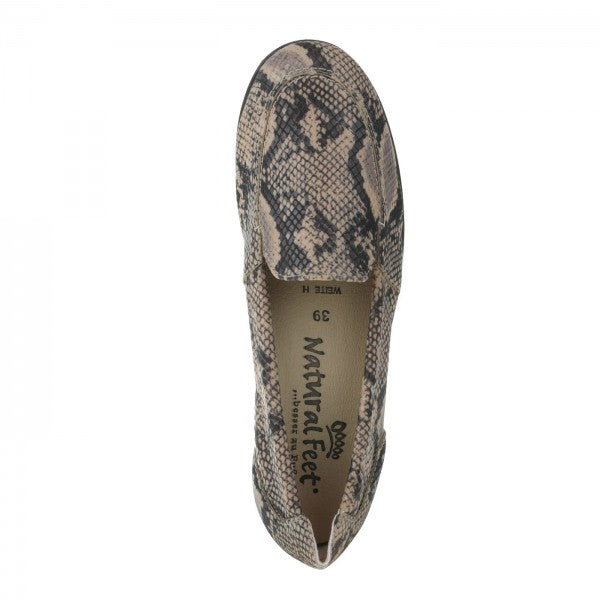 MATILDA Damen Mokassin - Stretchmaterial, Weite H, weich, Beige