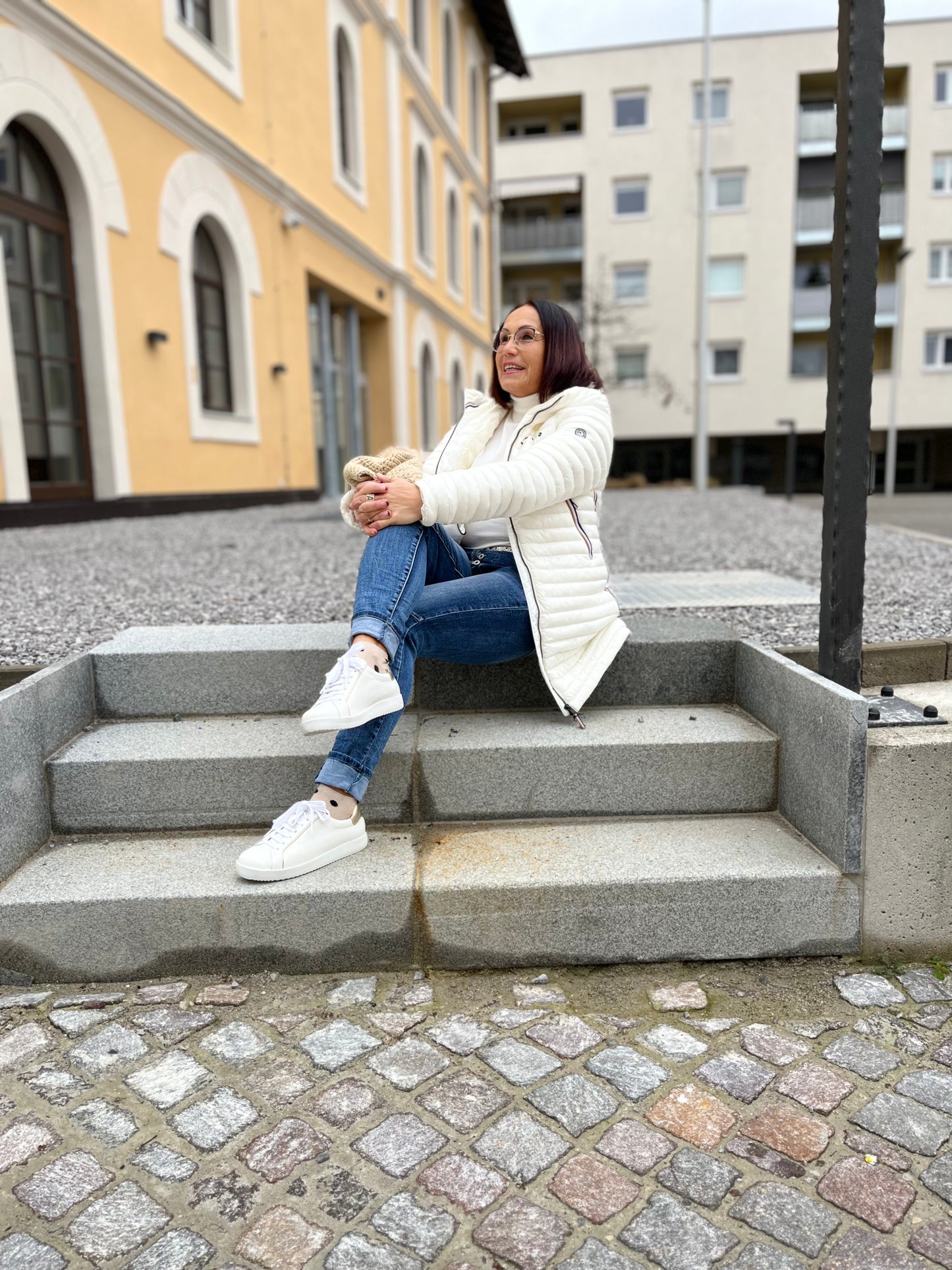 NENA Damen Sneaker – Nappaleder, Weite H, weiss/silber