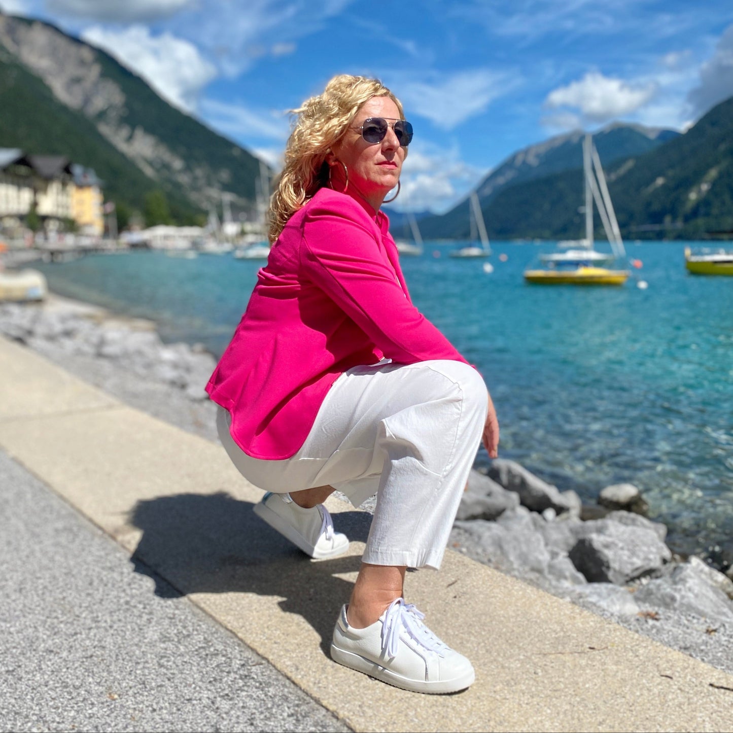 NENA Damen Sneaker – Nappaleder, Weite H, weiss/silber