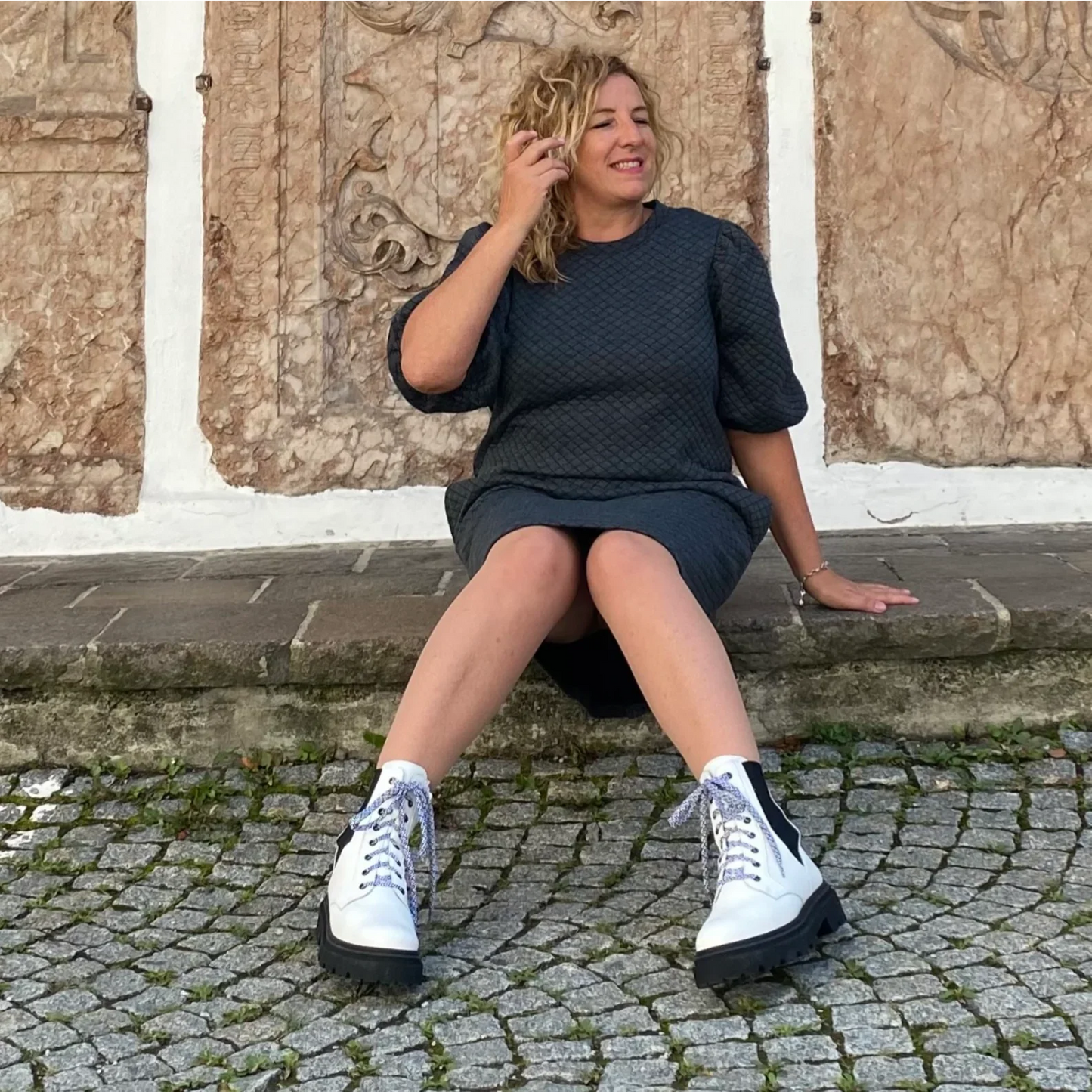 FRIZZI Damen Stiefel – Weite H, Echtleder/Warmfutter, Weiß/Schwarz