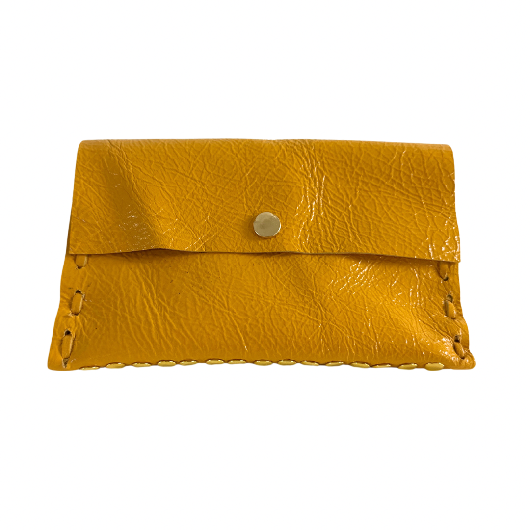 GELDBÖRSE Damen – Hirschleder, Upcycling, Senfgelb