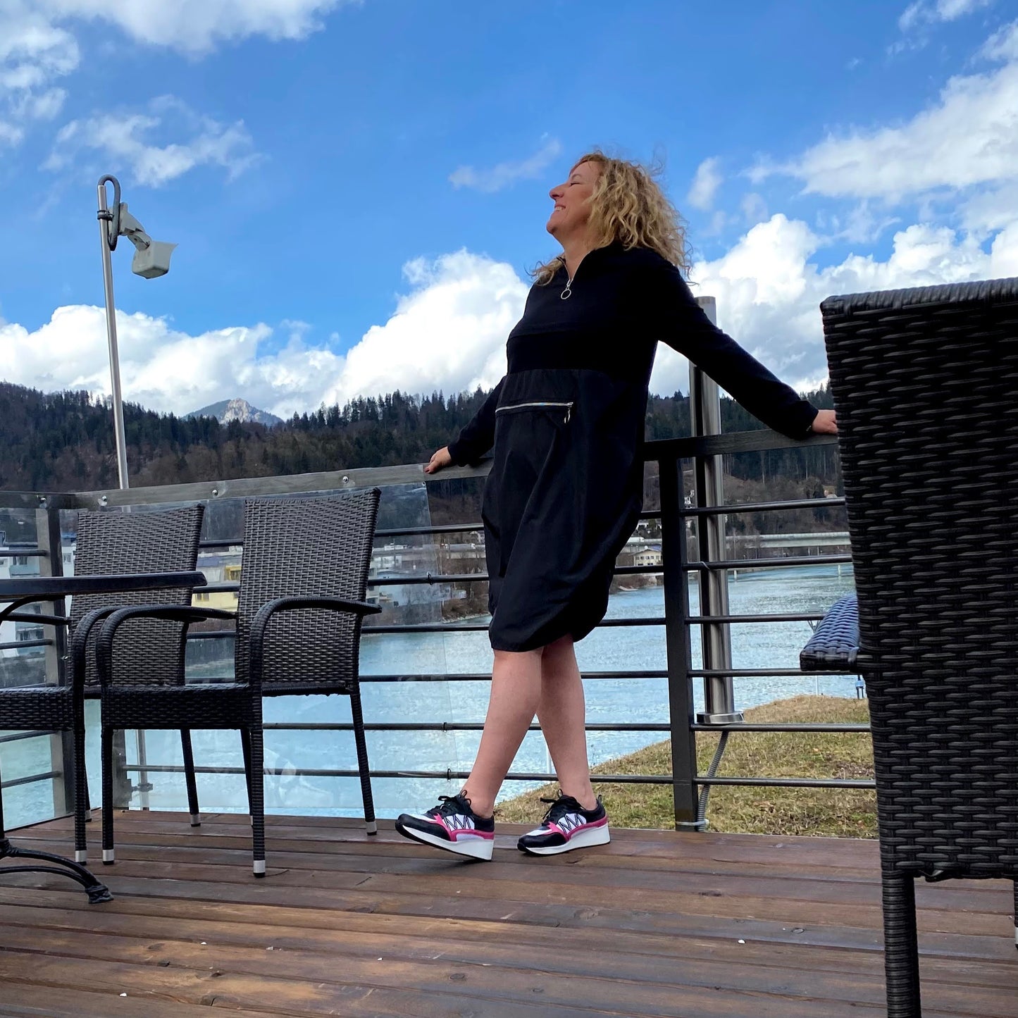 NELE Damen Sneaker – Mesh/Leder, Weite H, Pink