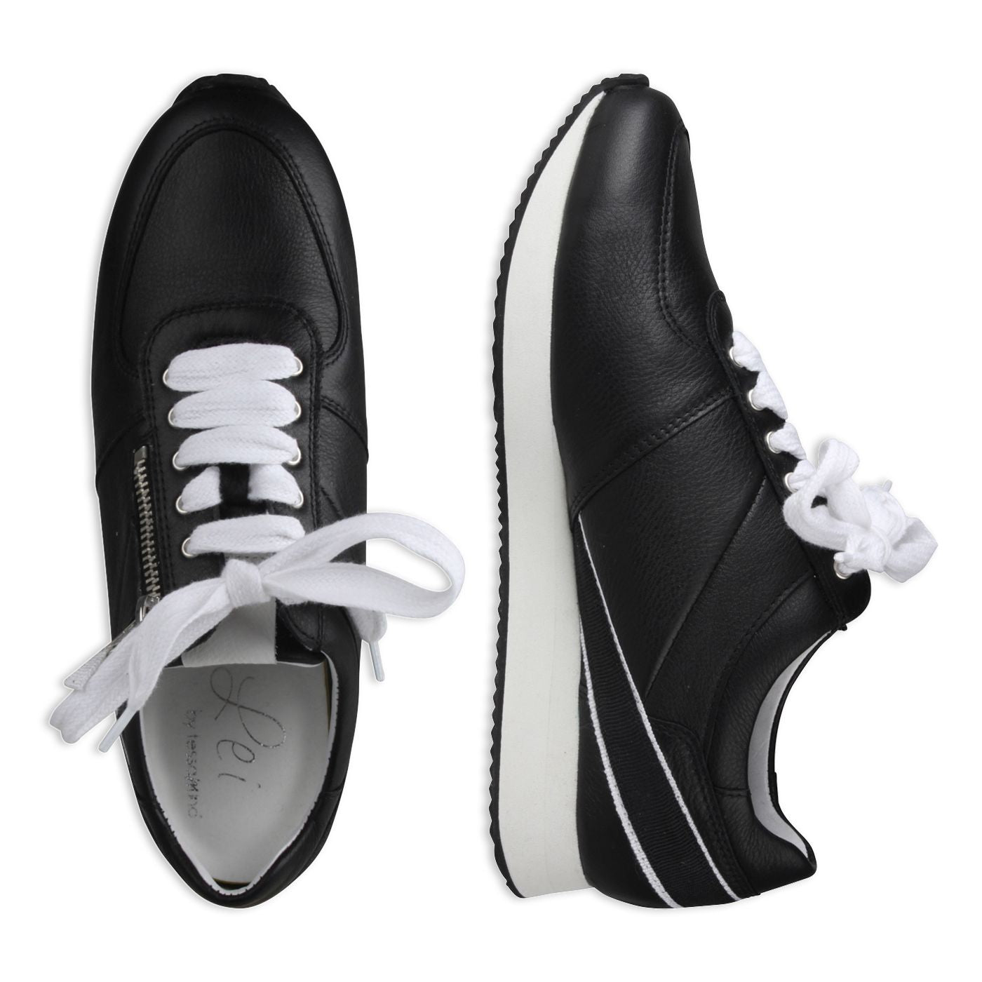 NIKA Damen Sneaker – Weite H, Nappaleder, schwarz