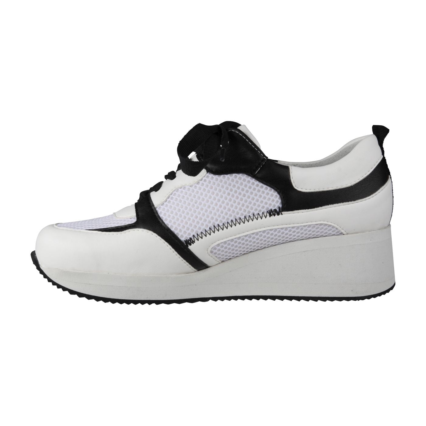 NALA Damen Sneaker – Mesh/Leder, Weite H, schwarz/weiss