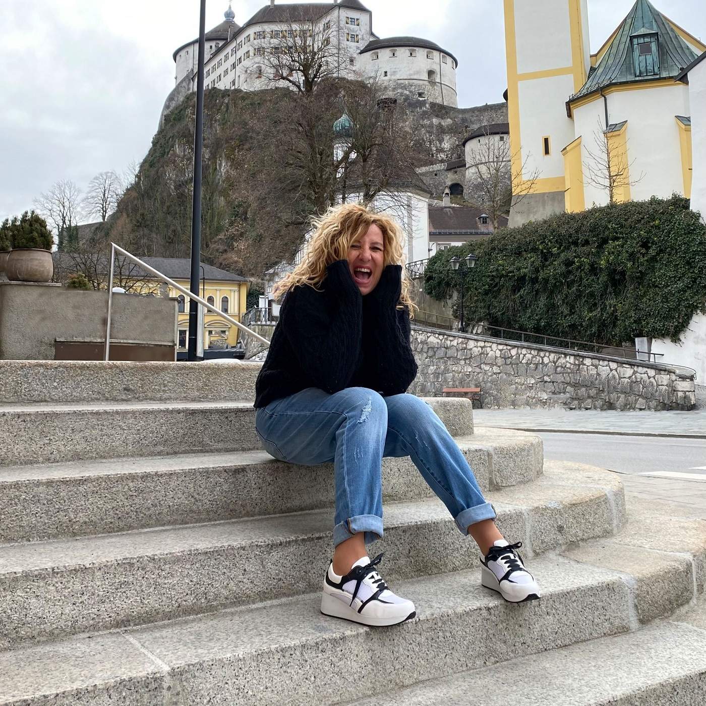 NALA Damen Sneaker – Mesh/Leder, Weite H, schwarz/weiss