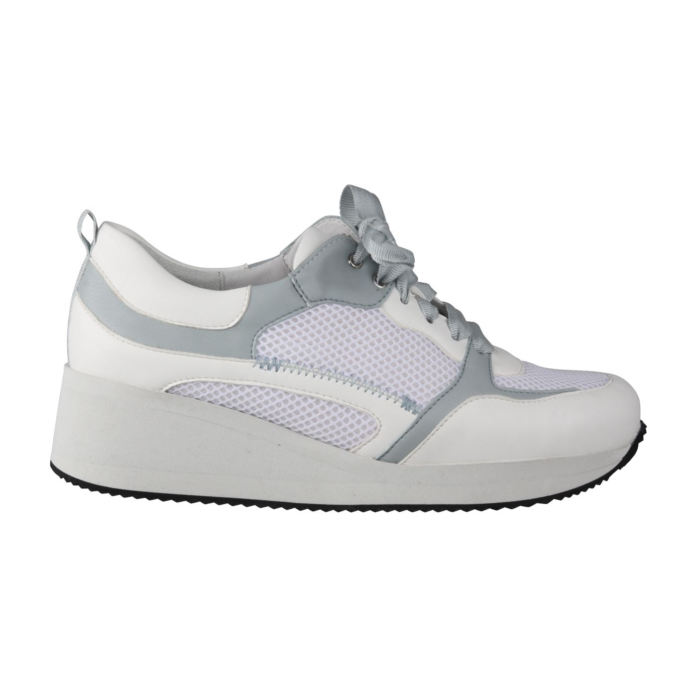 NALA Damen Sneaker – Mesh/Leder, Weite H, hellblau/weiss