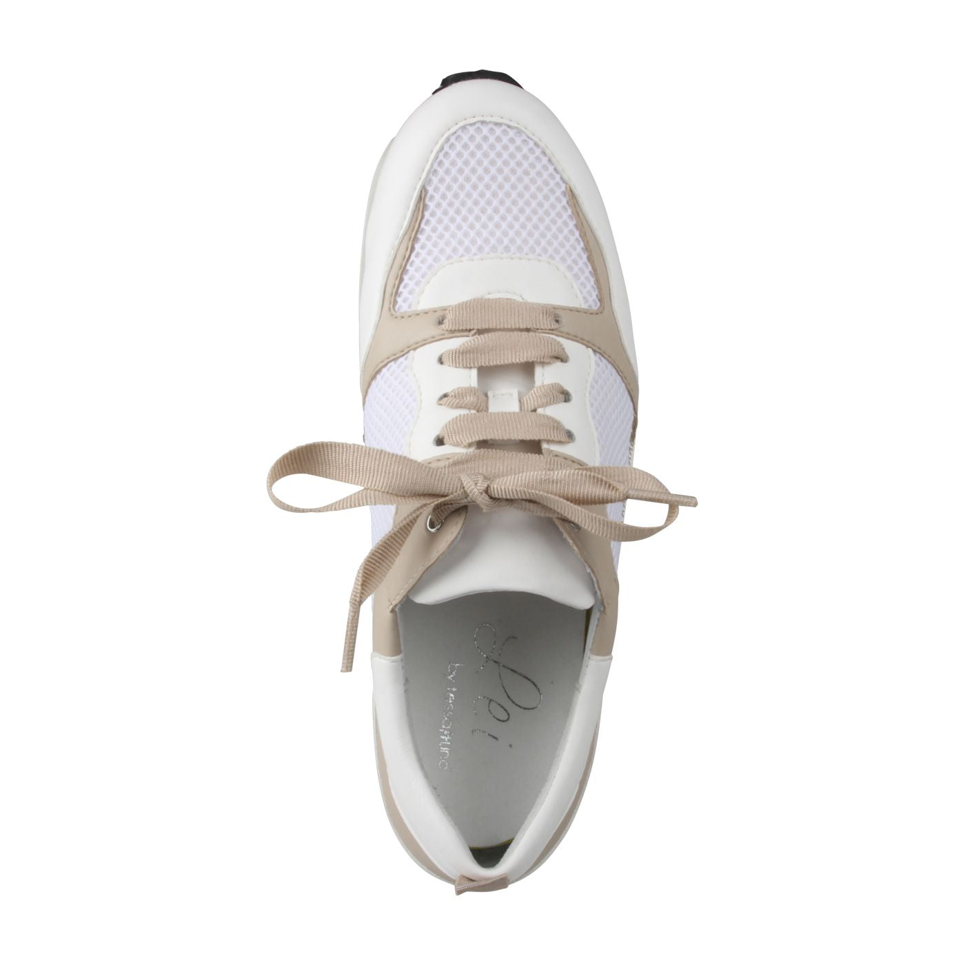 NALA Damen Sneaker – Mesh/Leder, Weite H, beige/weiss