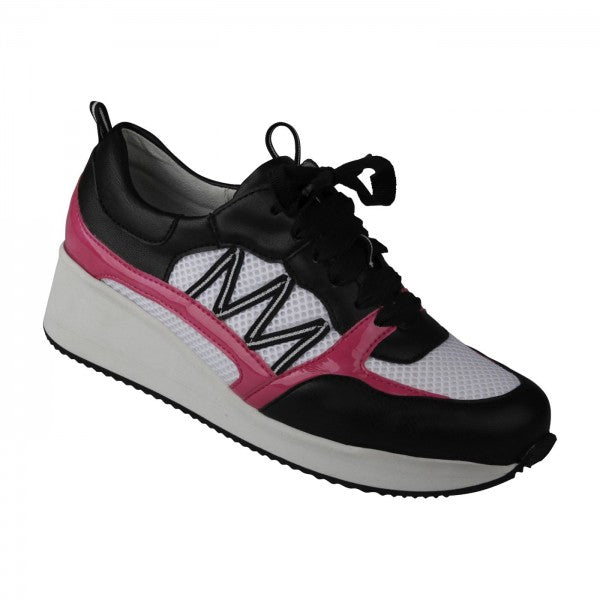 NELE Damen Sneaker – Mesh/Leder, Weite H, Pink