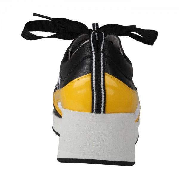 NELE Damen Sneaker – Weite H, Mesh/Leder-Stretch, Gelb