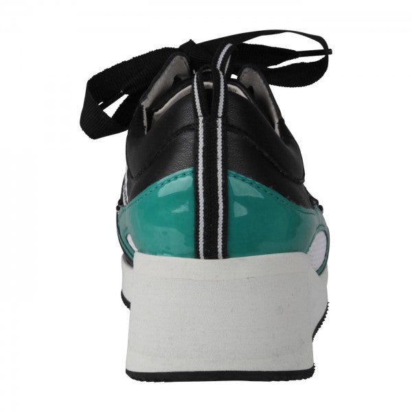 NELE Damen Sneaker – Mesh/ Leder, Weite H, Grün