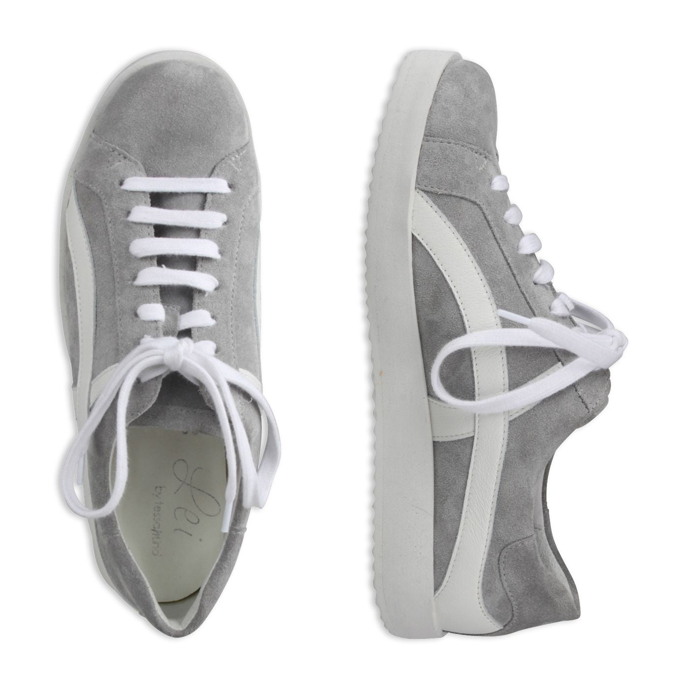 NORA Damen Sneaker – Velourleder, Weite H, Grau