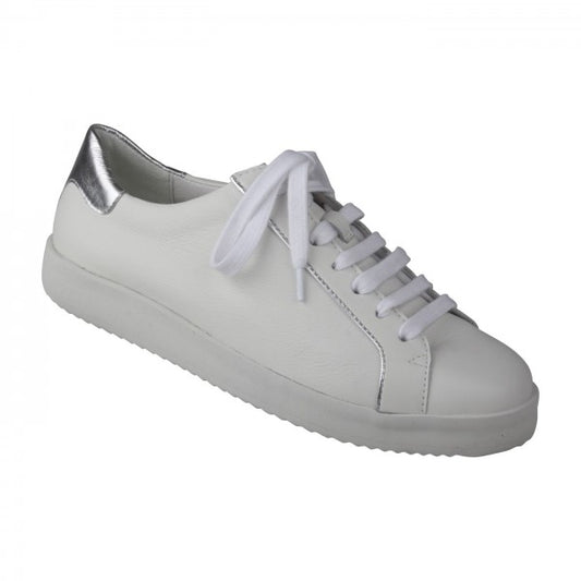 NENA Damen Sneaker – Nappaleder, Weite H, weiss/silber