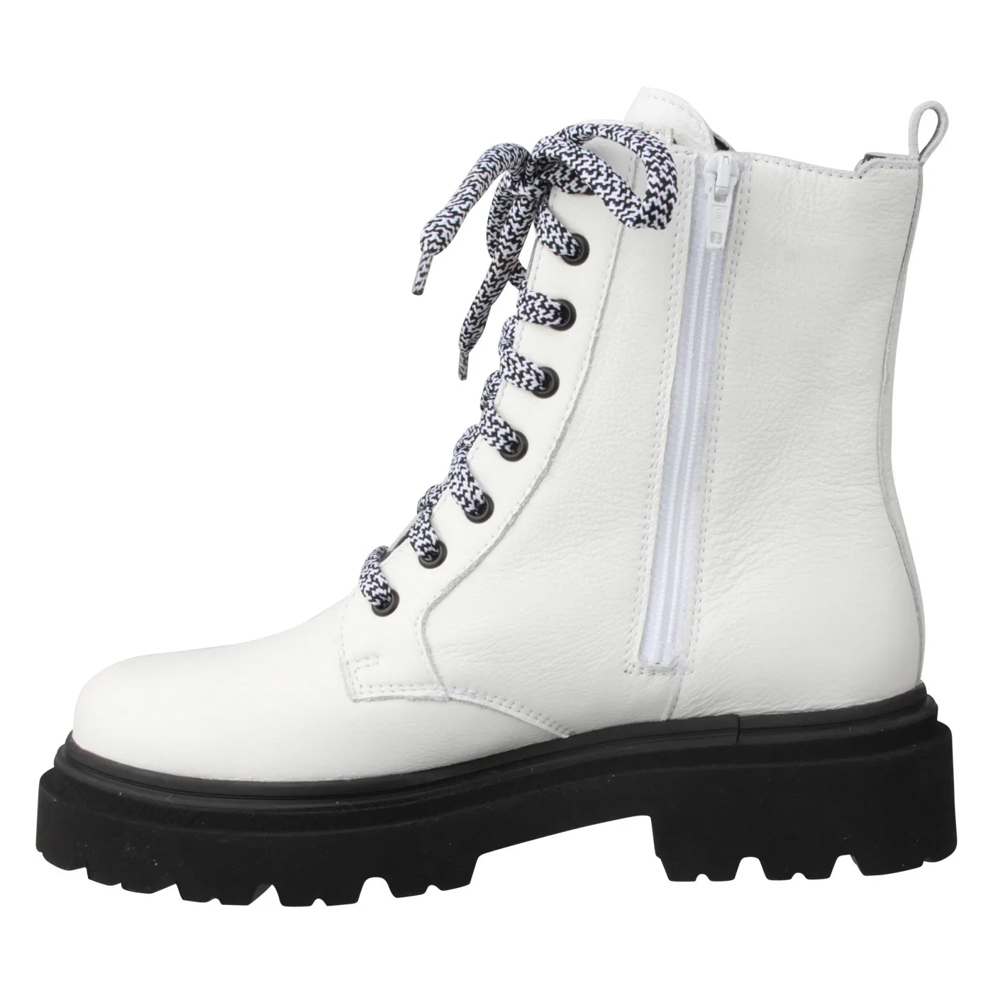 FRIZZI Damen Stiefel – Weite H, Echtleder/Warmfutter, Weiß/Schwarz