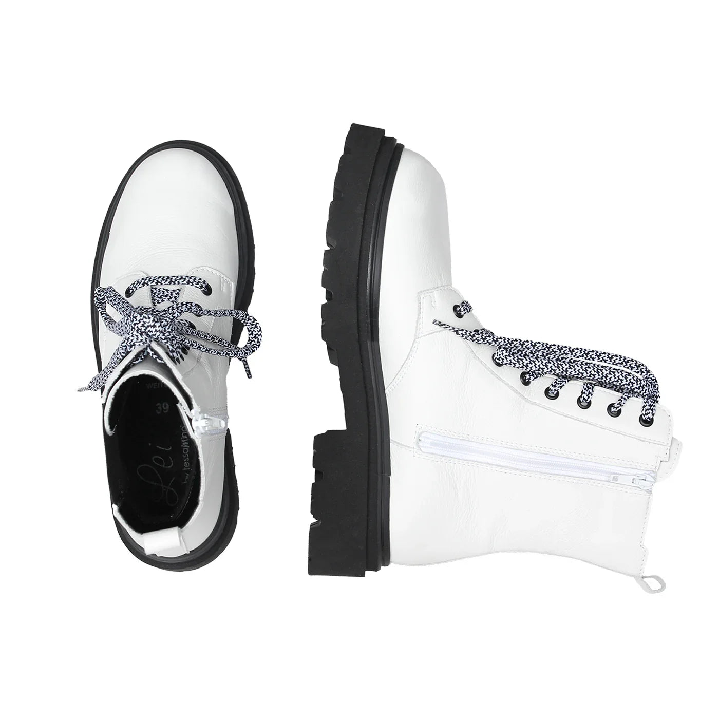 FRIZZI Damen Stiefel – Weite H, Echtleder/Warmfutter, Weiß/Schwarz