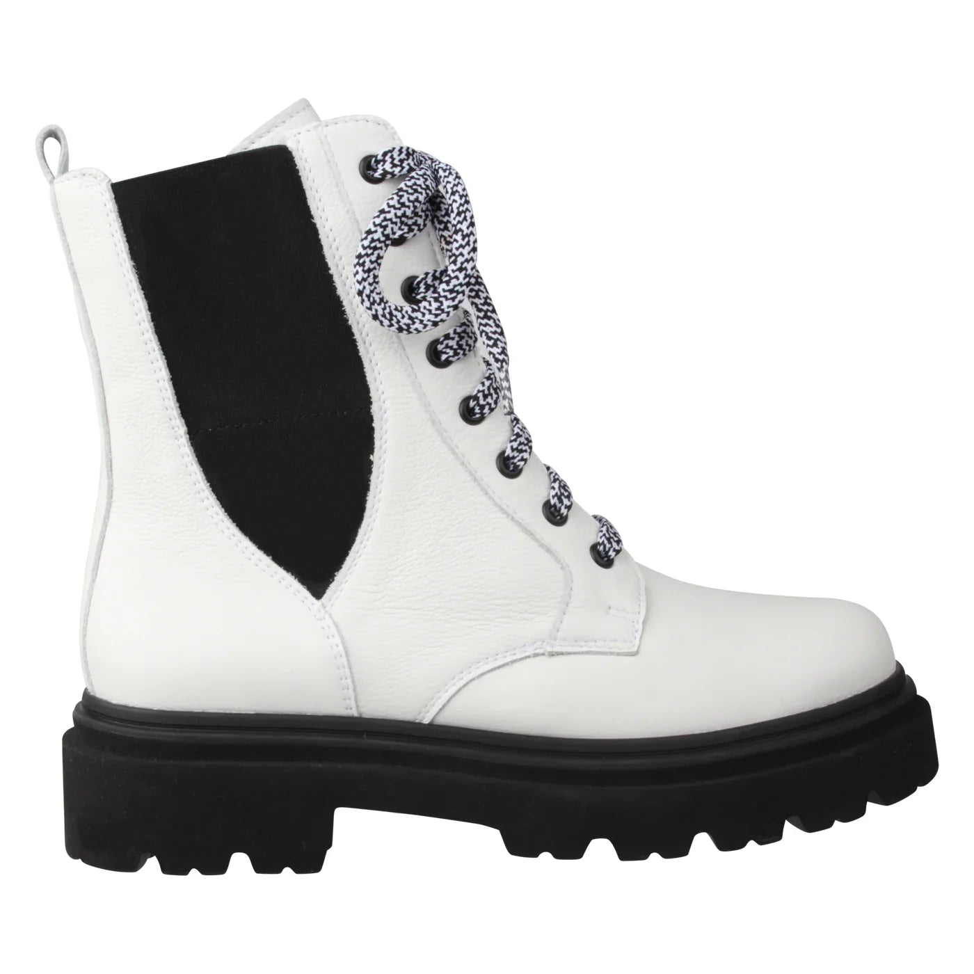 FRIZZI Damen Stiefel – Weite H, Echtleder/Warmfutter, Weiß/Schwarz