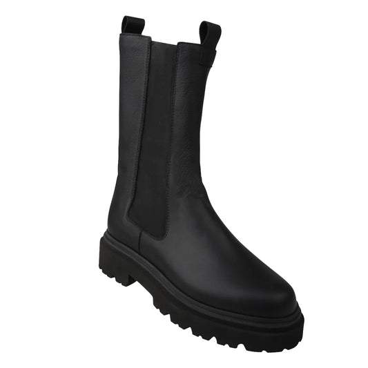 FINE Damen Stiefel – Weite H, Echtleder/Warmfutter, Schwarz