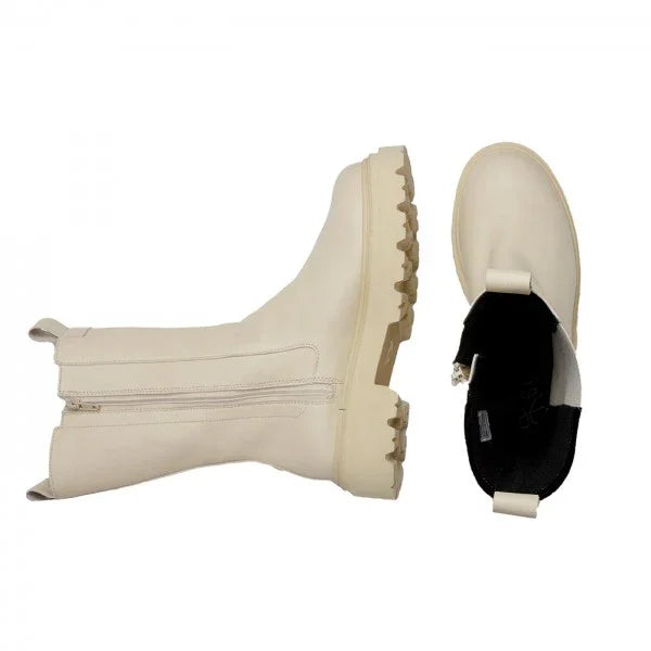 FINE Damen Stiefel – Weite H, Echtleder/Warmfutter, Beige