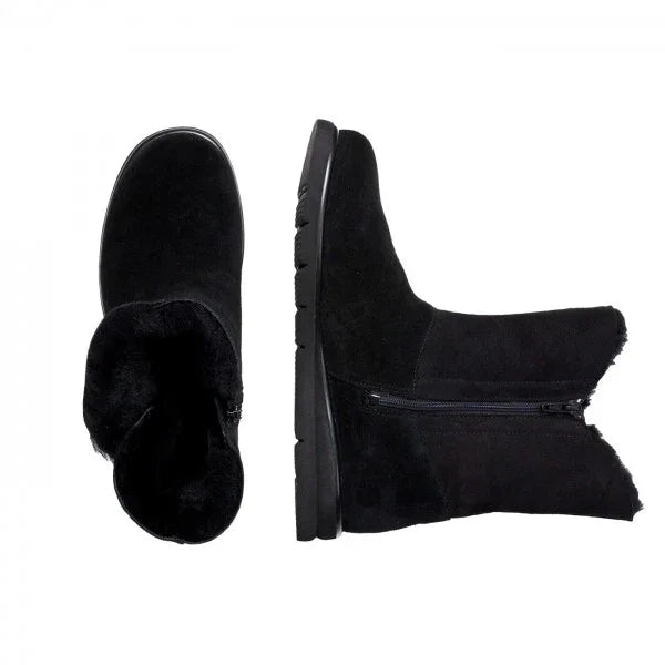 FRANKA Damen Stiefel – Weite H, Echtleder/Lammfellfutter, Schwarz