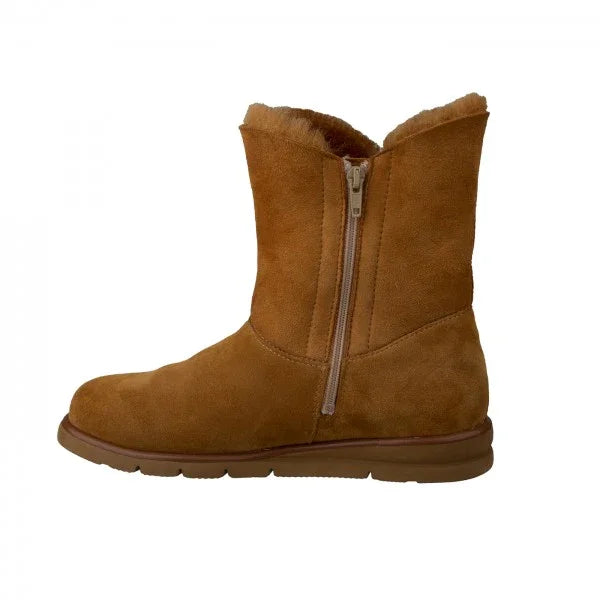 FRANKA Damen Stiefel – Weite H, Echtleder/Lammfellfutter, Camel