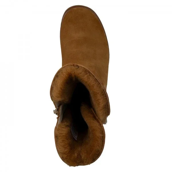 FRANKA Damen Stiefel – Weite H, Echtleder/Lammfellfutter, Camel