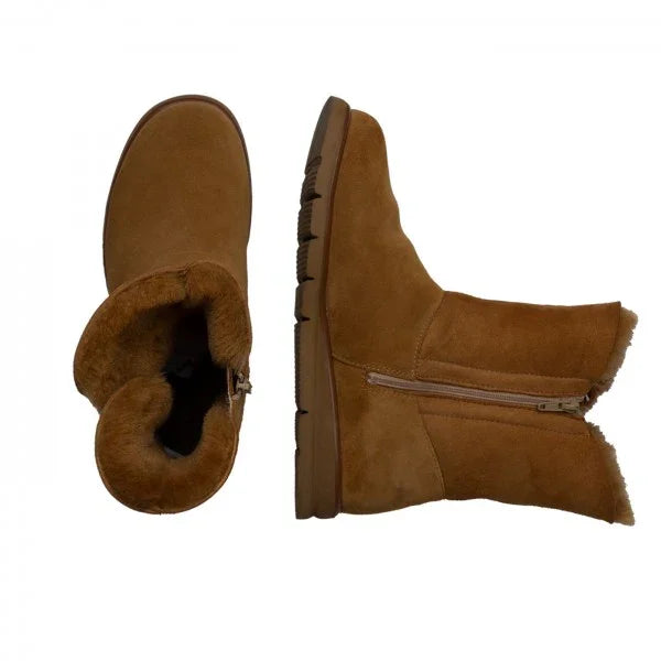 FRANKA Damen Stiefel – Weite H, Echtleder/Lammfellfutter, Camel