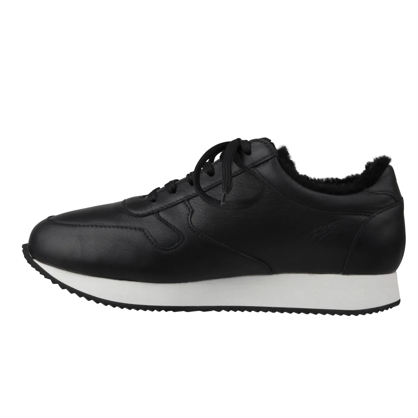 FIONA Damen Sneaker – Weite H, Echtleder/Lammfellfutter, Schwarz