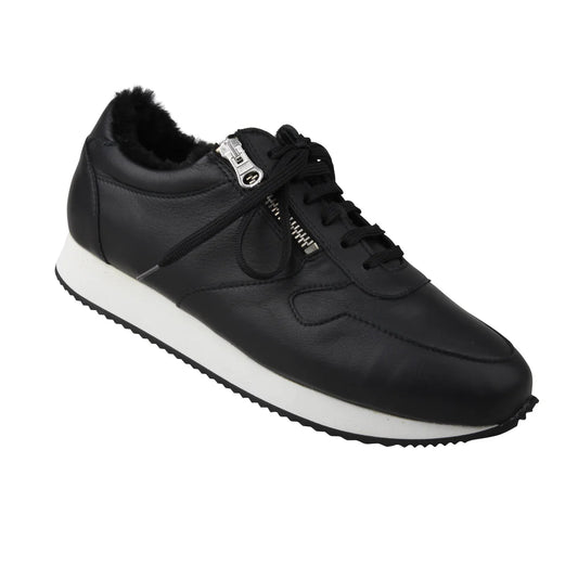 FIONA Damen Sneaker – Weite H, Echtleder/Lammfellfutter, Schwarz