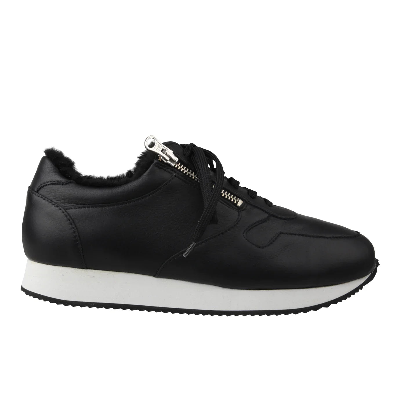 FIONA Damen Sneaker – Weite H, Echtleder/Lammfellfutter, Schwarz