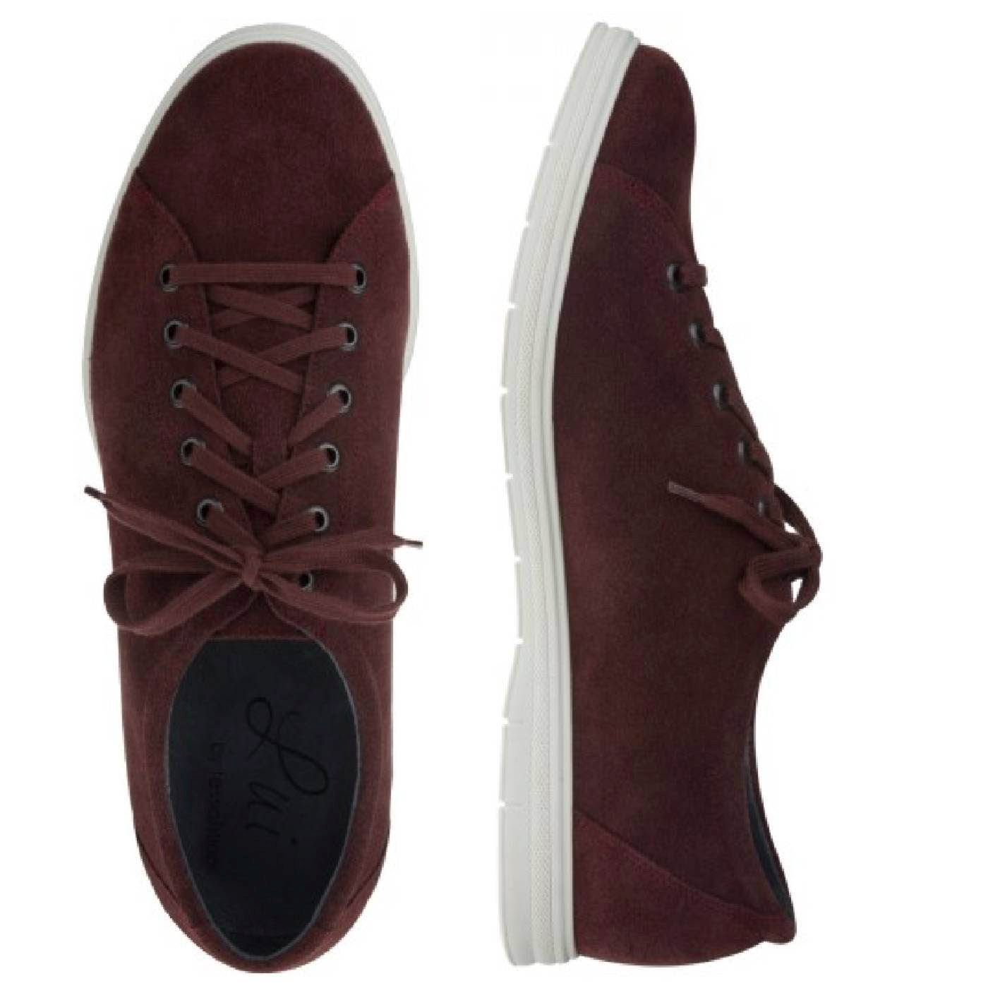 STEFANO Herren Schnürer – Veloursleder, Weite H, Weinrot