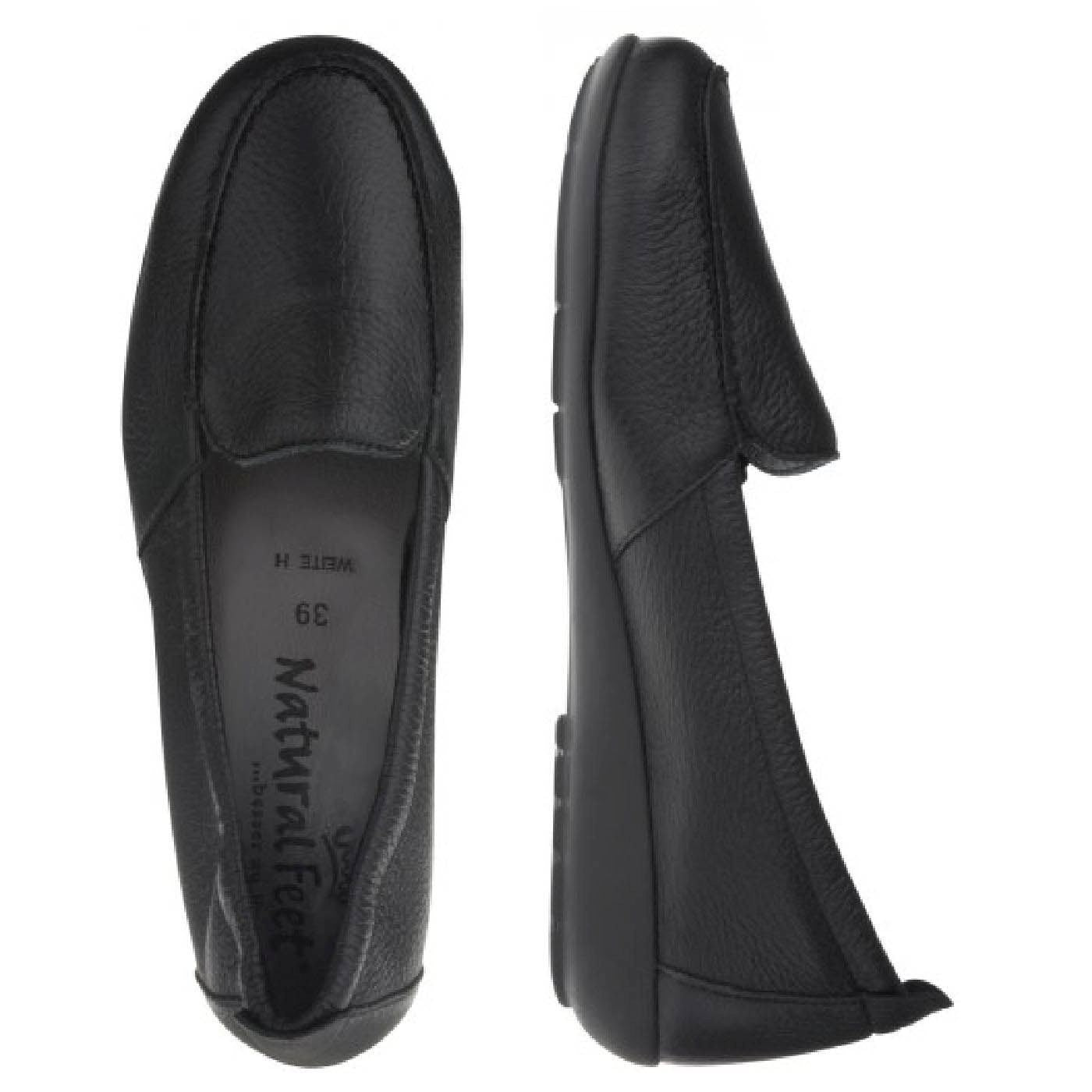 MARIE Damen Mokassin – Hirschleder, Weite H, weich, Schwarz