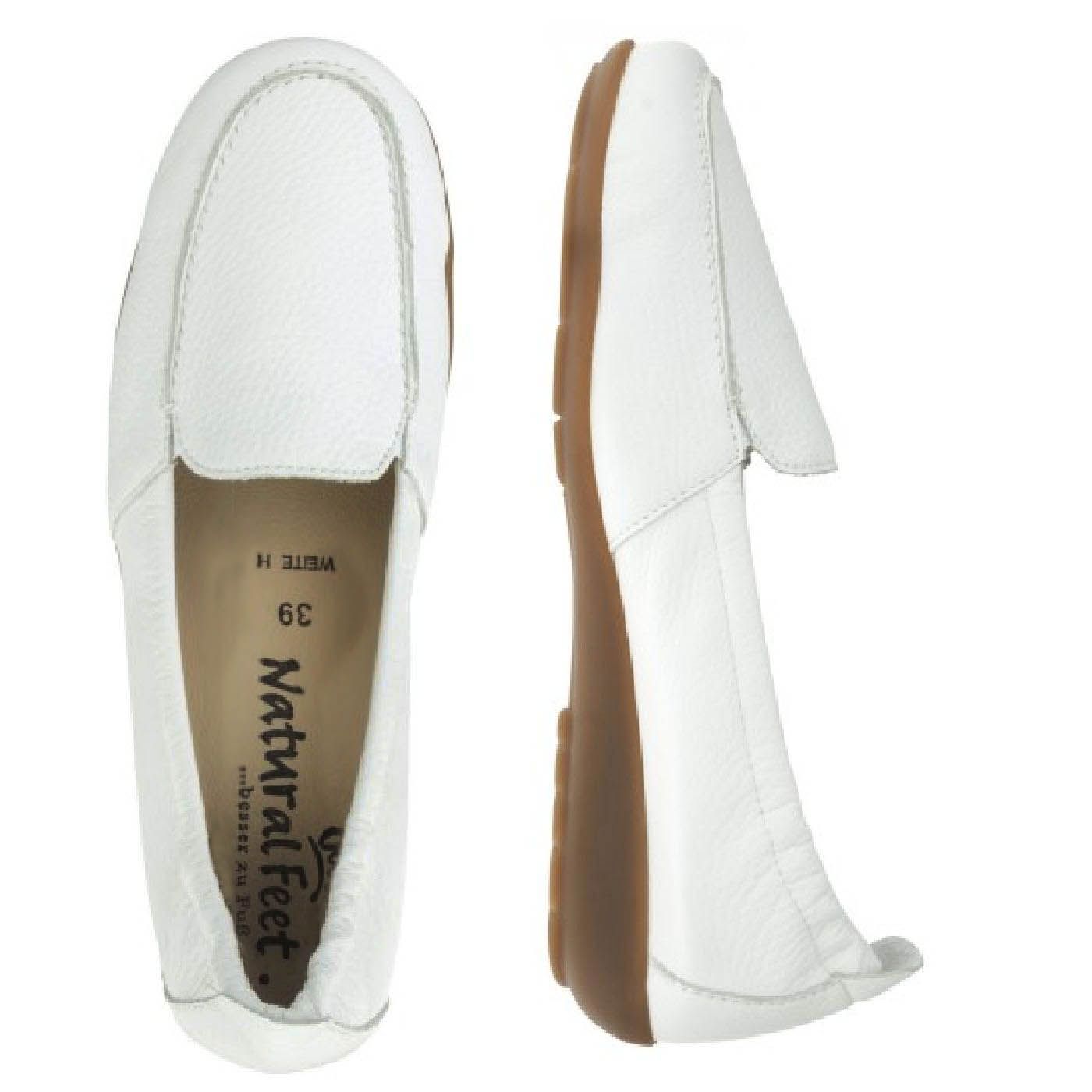 MARIE Damen Mokassin – Hirschleder, Weite H, weich, Weiß