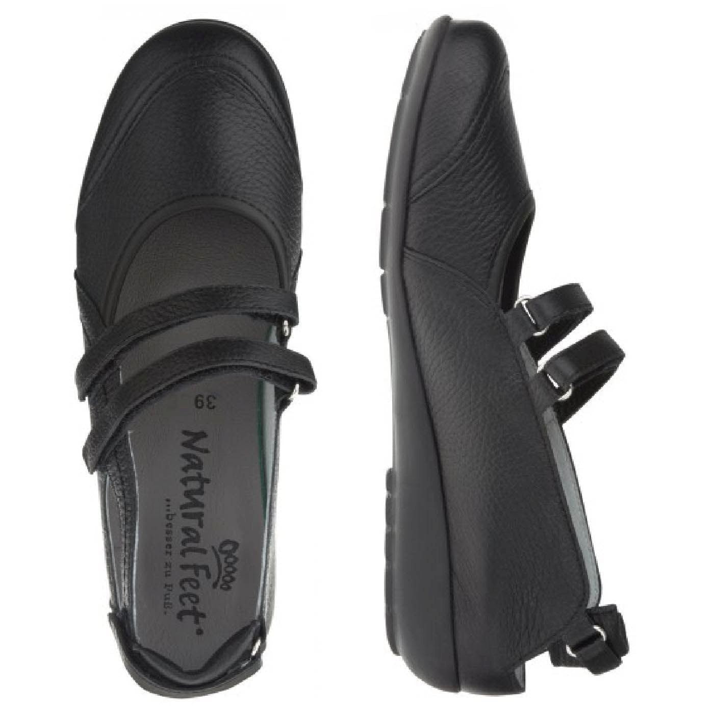 JULIANE Damen Ballerina – Hirschleder, Weite H, weich, Schwarz