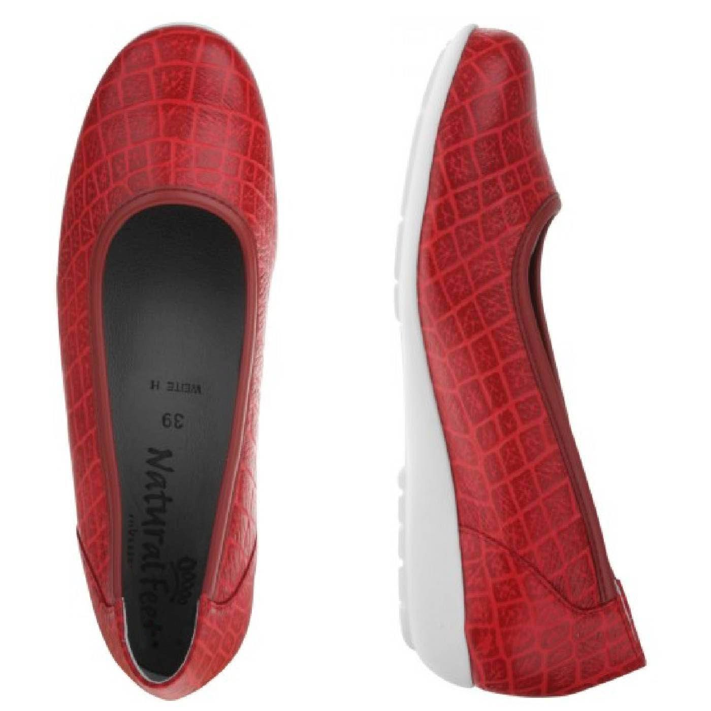 CATHARINA Damen Ballerina – Hirschleder, Weite H, weich, Rot