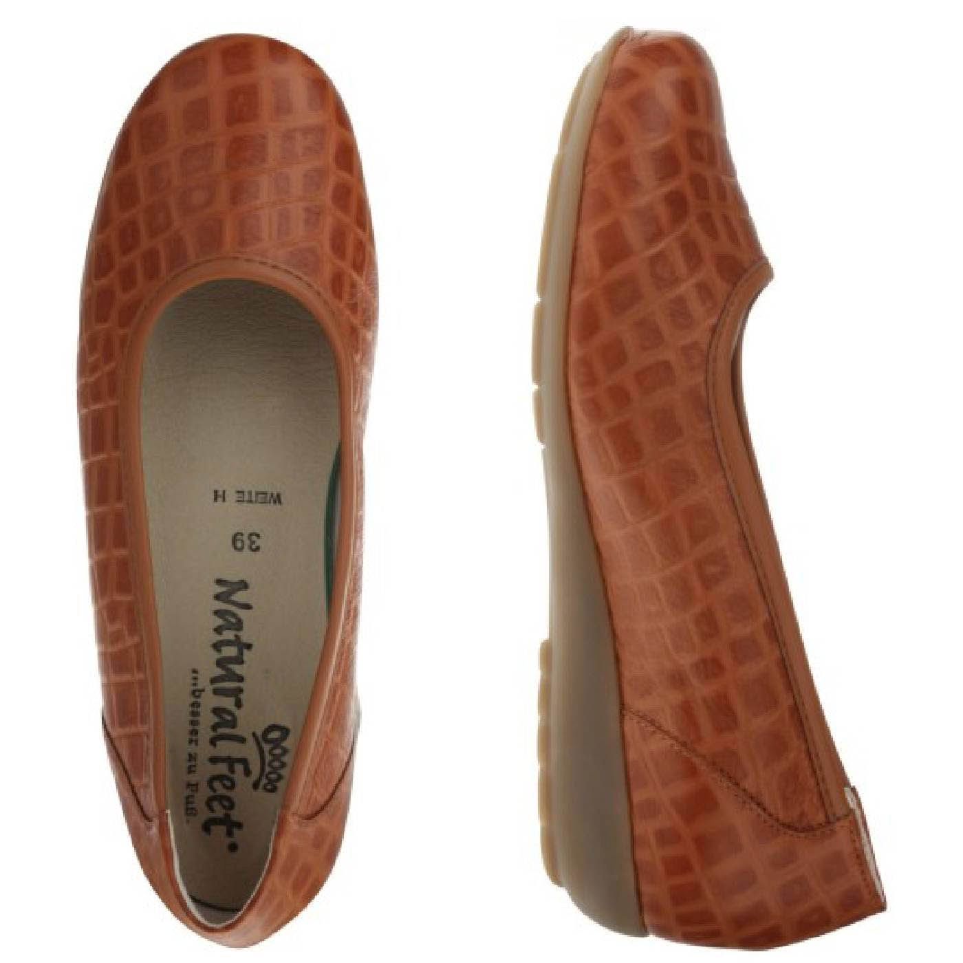 CATHARINA Damen Ballerina – Hirschleder Weite H, weich, Braun