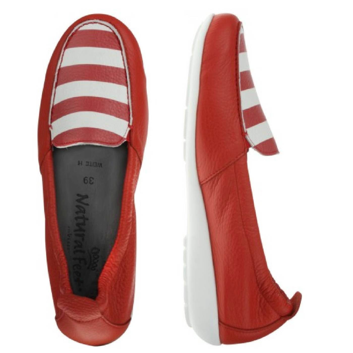 MAJA Damen Mokassin – Hirschleder, Weite H, weich, rot