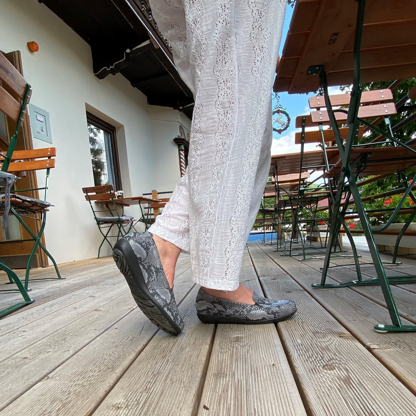 MATILDA Damen Mokassin – Stretchmaterial, Weite H, weich,  Schwarz