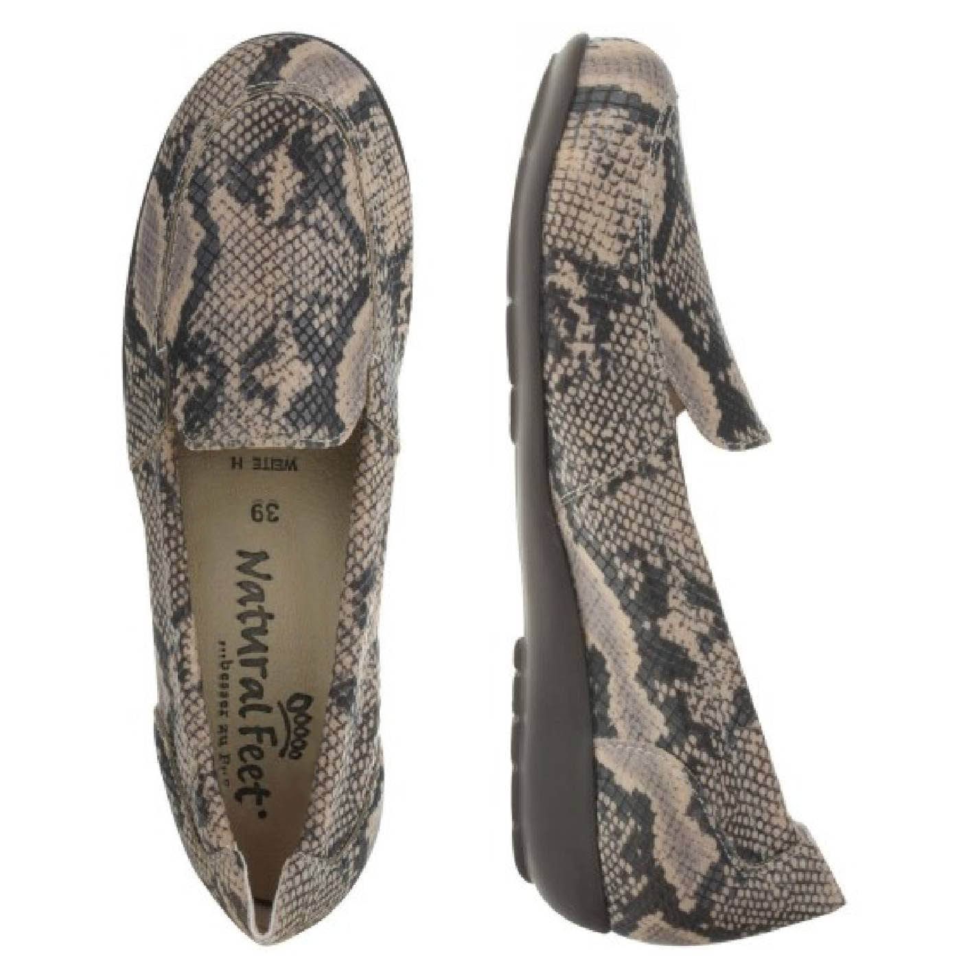 MATILDA Damen Mokassin - Stretchmaterial, Weite H, weich, Beige