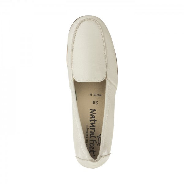 MARIE Damen Mokassin – Weite H, Hirschleder/Memolatex, Hellbeige