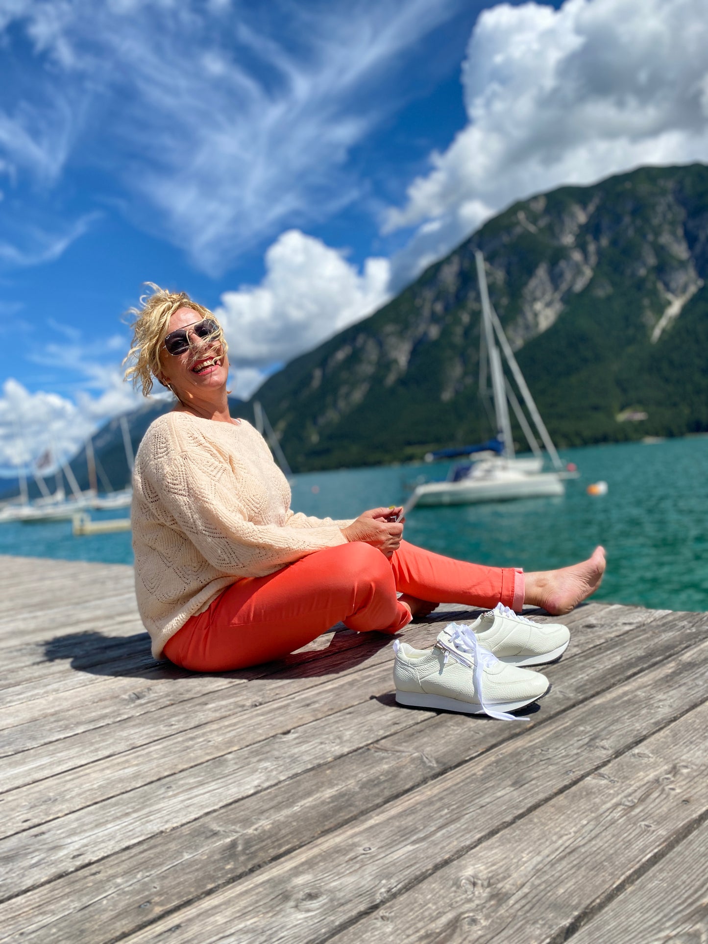 NADJA Damen Sneaker – Weite H, Echtleder/Stretch, Weiß