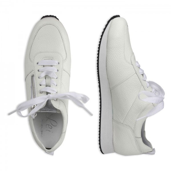NADJA Damen Sneaker – Weite H, Echtleder/Stretch, Weiß