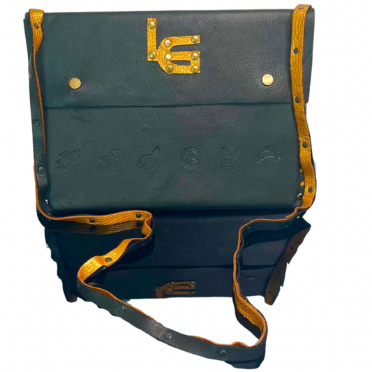 LAPTOP Tasche – Echtleder, Upcycling, Schwarz