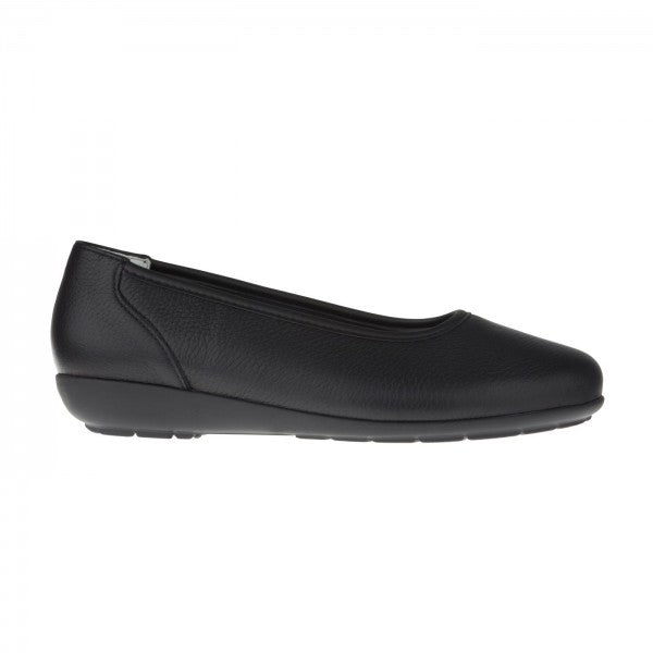 JOHANNA Damen Ballerina – Weite H, Hirschleder/Stretch, Schwarz