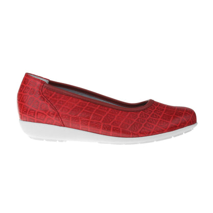 CATHARINA Damen Ballerina – Weite H, Hirschleder/Memolatex, Rot