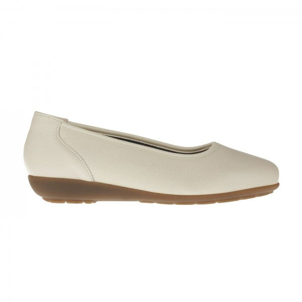 JOHANNA Damen Ballerina – Weite H, Hirschleder/Stretch, Hellbeige